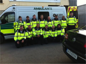 Members of SJAI Limerick on duty with one of their vehicles